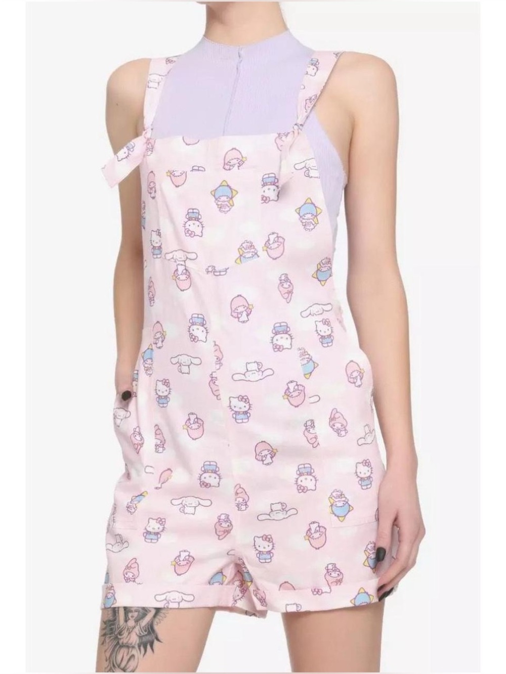 Hello Kitty and Friends Pink Pastel Cloud Soft Shortalls Overalls Sanrio